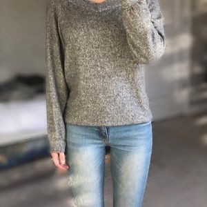 Solid Grey V Neck Sweater